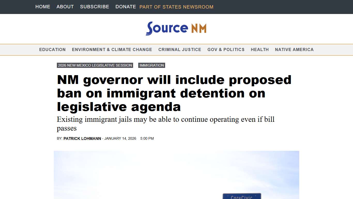 NM governor will include proposed ban on immigrant detention on legislative agenda • Source New Mexico